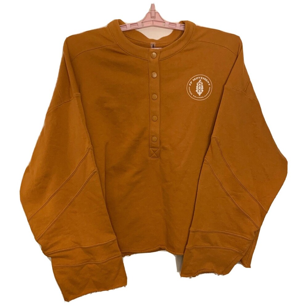 Free People Movement Sweatshirt Womens Large Orange Play On Pullover Casual NWOT